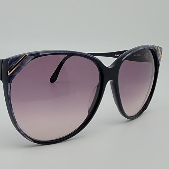 Sebastiano #600 Navy Marble Frame Purple Gradient Lens Vintage Sunglasses 62mm - Picture 6 of 12